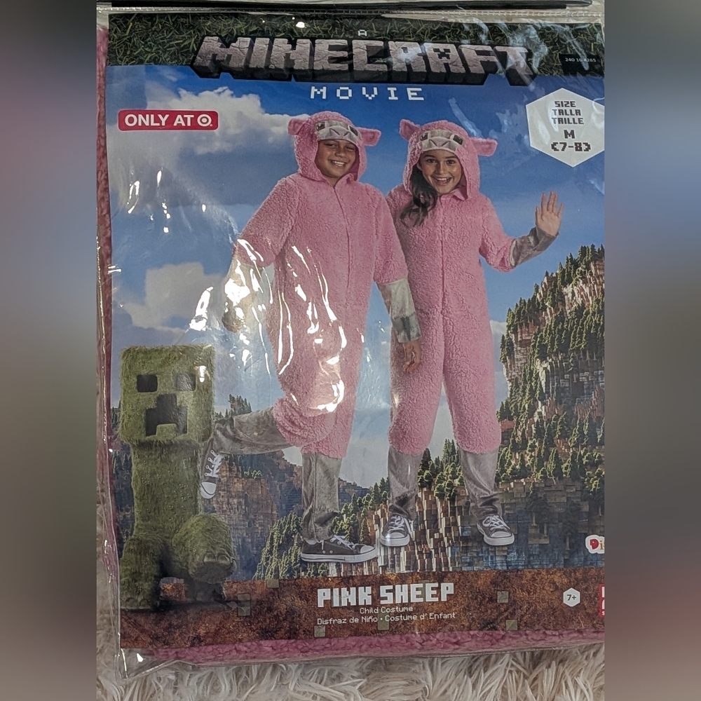NIP, Target Exclusive, Minecraft Movie, Pink Sheep Costume-Unisex Kids M 7/8